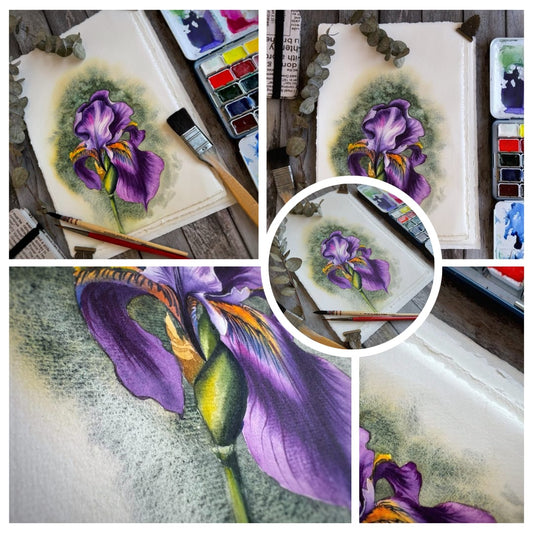 Amatruda Italienisches handgeschöpftes  Aquarell Papier, 340 g 100 % Baumwolle, 5 Bogen Packung, Rough