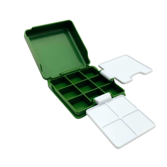 Aquarell Reise Kunsstoff Palette 6x6x2 cm, 9 Kasten