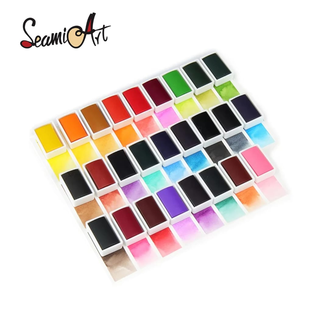 SeamiArt Fineste Aquarellfarben, Voll Extra Groß Napf, 3,6 ml
