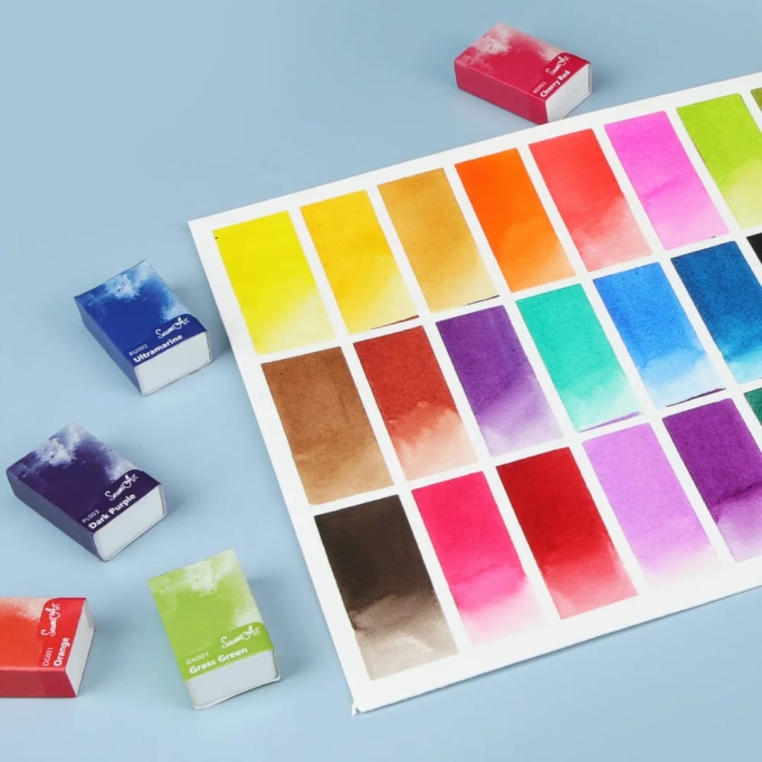 SeamiArt Fineste Aquarellfarben, Voll Extra Groß Napf, 3,6 ml