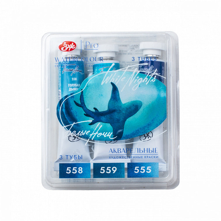 White Nights Granulation Aquarell 3 Farben Set "Tief", Tube