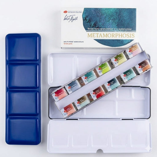 Metamorphosis White Nights 12 Farben Set+ Metalletui für 14 Napfs, Indigo