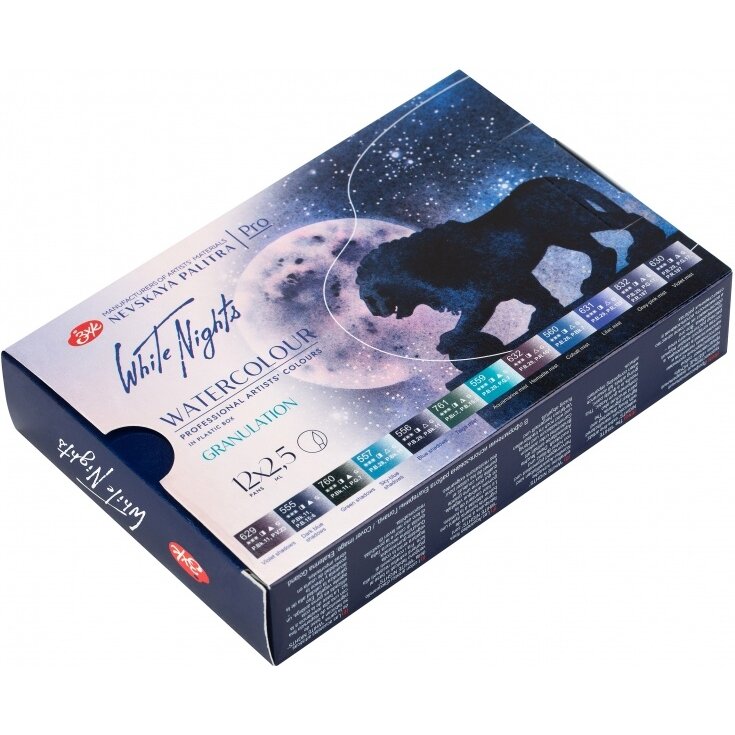 White Nights Granulation Farben Aquarell 12 Farben Set Kunstoffkaste