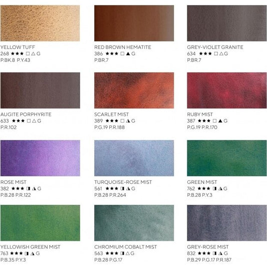 White Nights Granulation/ Erde Farben Aquarell 12 Farben Set Kunstoffkaste