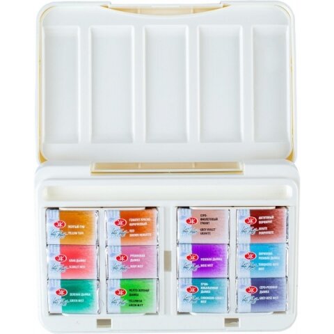 White Nights Granulation/ Erde Farben Aquarell 12 Farben Set Kunstoffkaste