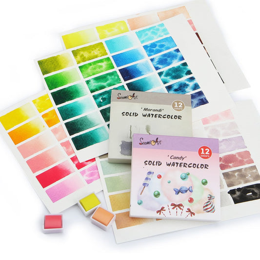 NEW Seamiart Künstlirische Aquarellfarben 12 Farben Set "Morandi"