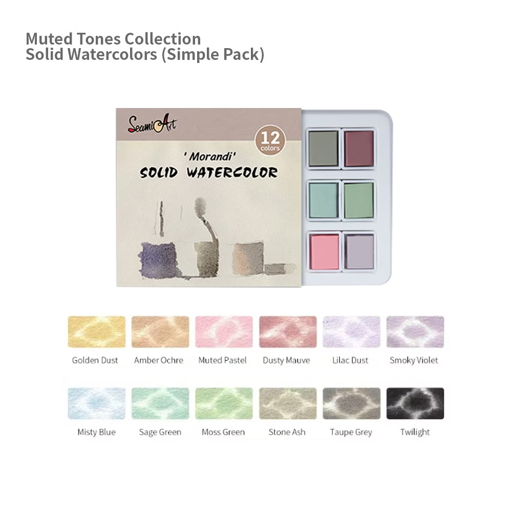 NEW Seamiart Künstlirische Aquarellfarben 12 Farben Set "Morandi"