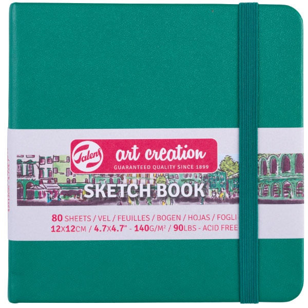 NEW, Art Creations Skizzenbuch, 12 x 12 cm, 140 g, 80 sheets,Grün