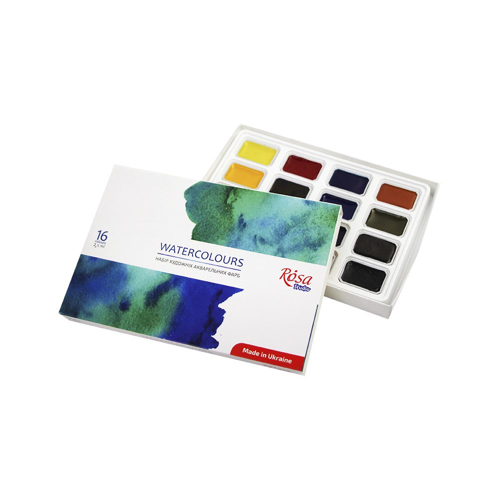 Rosa Studio Aquarellfarben im Set 16 x Näpfchen 2,5 ml