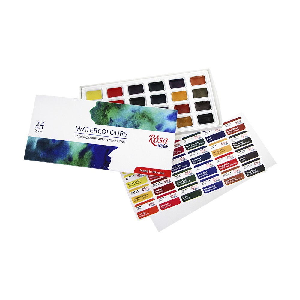 NEU,Rosa Studio Aquarellfarben im Set 24 x Näpfchen 1,6 ml, Kunsstoffkaste