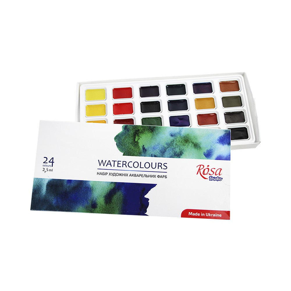 NEU,Rosa Studio Aquarellfarben im Set 24 x Näpfchen 1,6 ml, Kunsstoffkaste