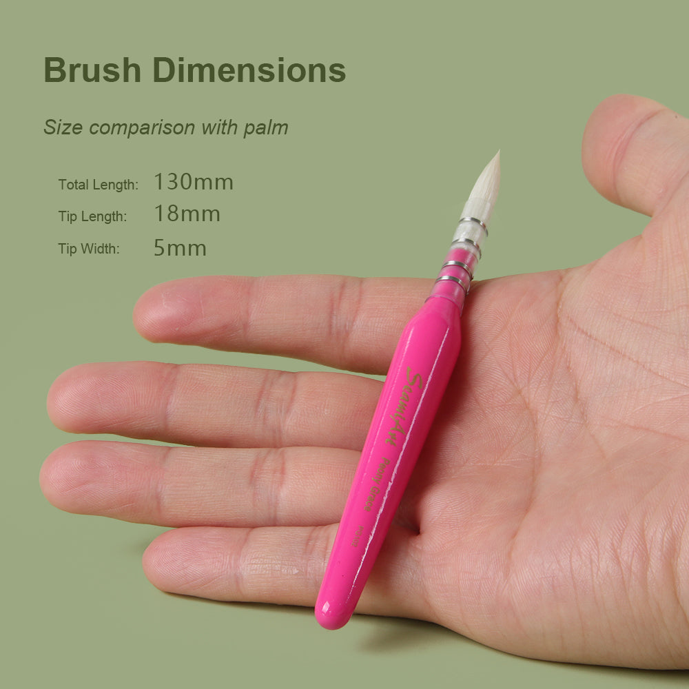 NEU, SeamiArt, Mix Synthetische/Echt Ziegehaar Kurzer französischer Pinsel, Rosa