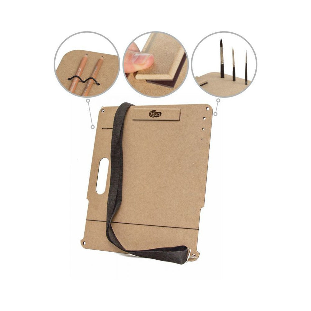 Rosa Studio MDF-Maltafel mit Magnet-Papierhalter, Zeichenbrett, Zeichentafel 40x47 cm
